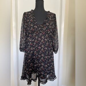 Hesperus Floral Dress Sheer Black Tunic Size  XL